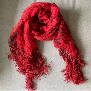 Red Rose Patterned Scarf